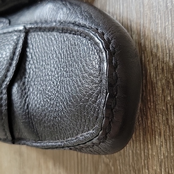 Prada Milano Black Pebbled Leather Penny Loafers Driver Shoes Logo Men's 5 GUC - Picture 12 of 13